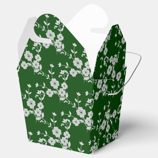 FS Style 1-Green-White-FAVOR BOXES,take out style Favour Box (Opened)