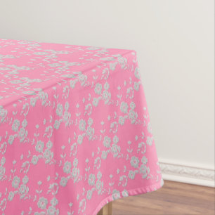 FS Style 1-Pink-White-52x70 COTTON TABLECLOTH