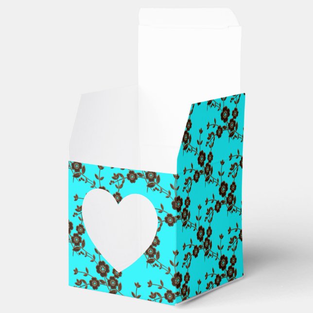 FS Style 1-Robins Egg-Brown-FAVOR BOXES, heart box (Opened)