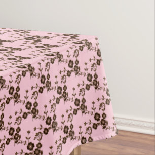 FS Style 1-Soft Pink-Brown-52x70 COTTON TABLECLOTH