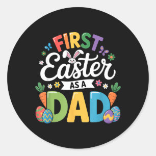 Ft Easter As A Dad Holiday Retro Cute Bunny Ears Classic Round Sticker