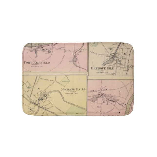 Ft Fairfield, Presque Isle, Caribou Map Bath Mat (Front)
