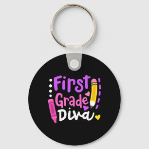 Ft Grade Diva Funny Welcome Back to School 1st Key Ring