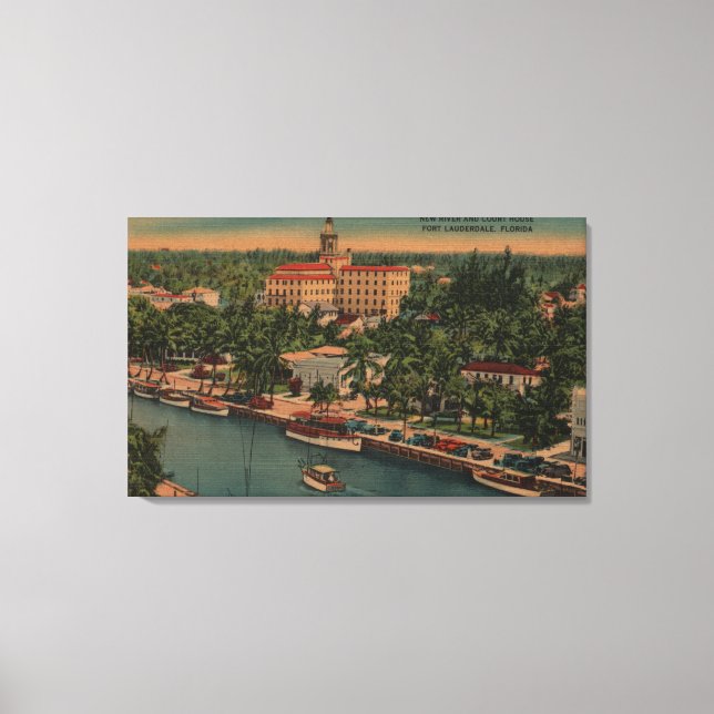 Ft. Lauderdale, FL - View of New River & Court Canvas Print (Front)
