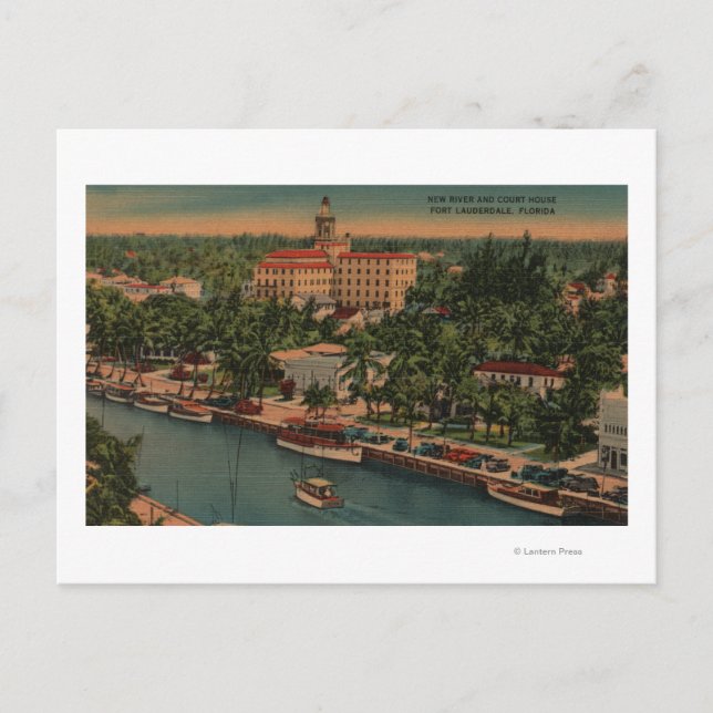 Ft. Lauderdale, FL - View of New River & Court Postcard (Front)
