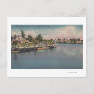 Ft. Lauderdale, Florida - Canal Scene Postcard