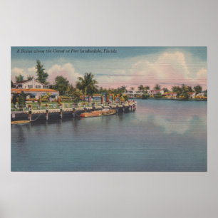 Ft. Lauderdale, Florida - Canal Scene Poster