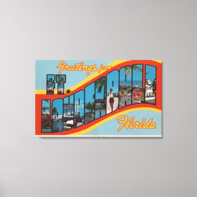 Ft. Lauderdale, Florida - Large Letter Scenes 2 Canvas Print (Front)