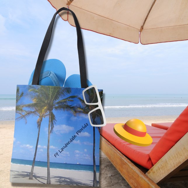 Ft Lauderdale Florida Sand Beach & Palm Trees Tote Bag (Creator Uploaded)