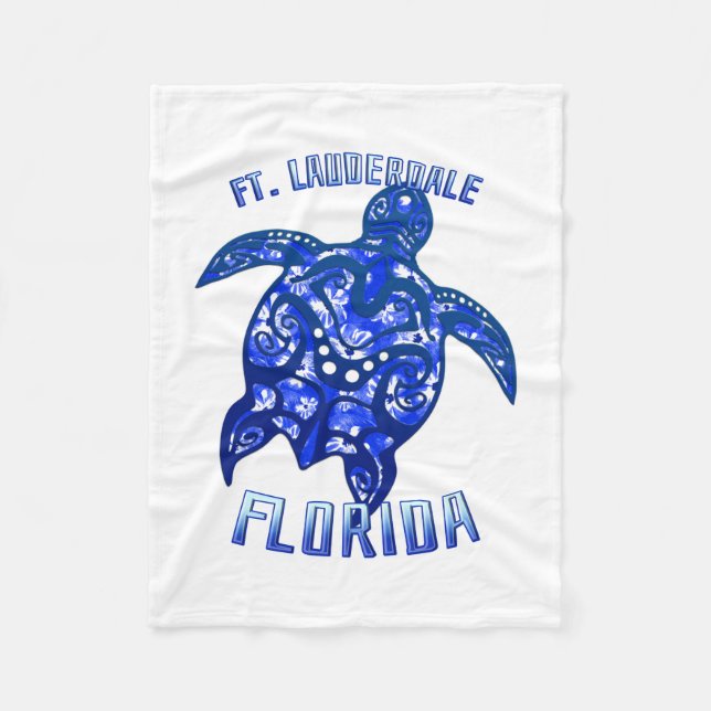Ft Lauderdale Florida Vacation Tribal Turtle Fleece Blanket (Front)