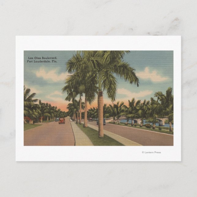 Ft. Lauderdale, Florida - View of Las Olas Postcard (Front)