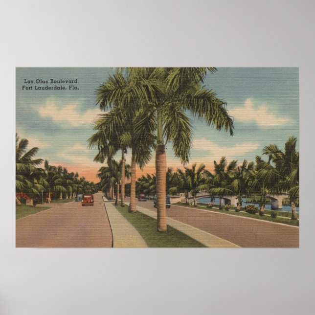 Ft. Lauderdale, Florida - View of Las Olas Poster (Front)