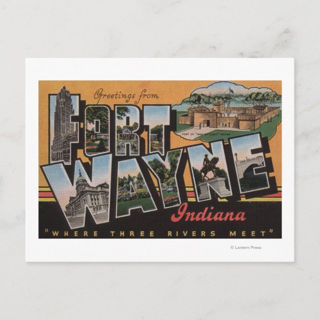 Ft. Wayne, Indiana - Large Letter Scenes Postcard (Front)