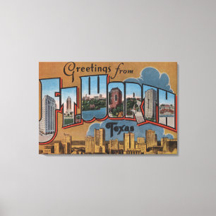 Ft. Worth, Texas - Large Letter Scenes Canvas Print