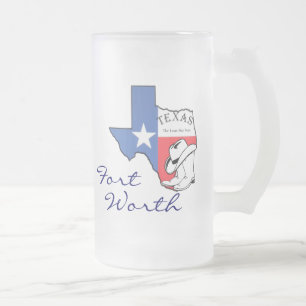 Ft Worth Texas State Map with Star, Boots, Hat Mug