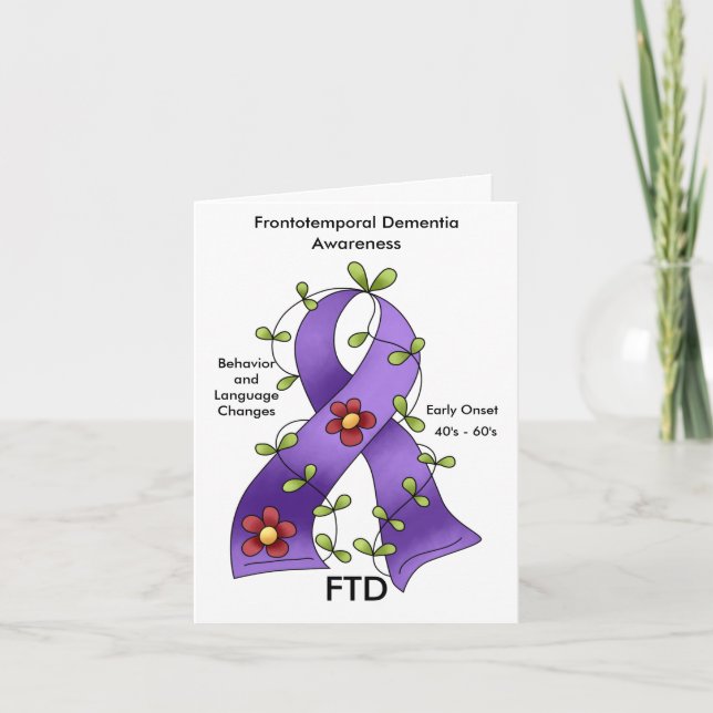 FTD Frontotemporal Dementia Purple Ribbon Notecard (Front)