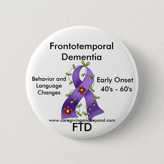 FTD, Frontotemporal Dementia Purple Ribbon Pin (Front)