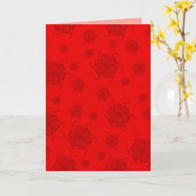 FTF Monochrome 5x7 Blank Card in Red (Yellow Flower)