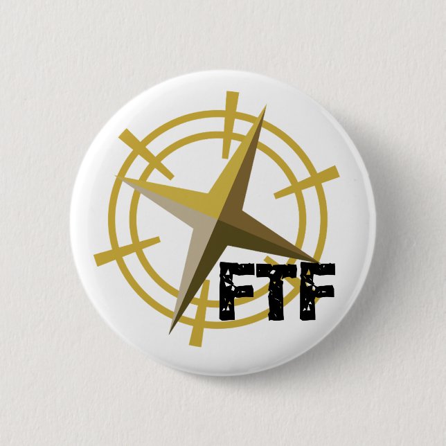 FTF with compass 6 Cm Round Badge (Front)