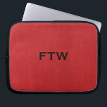 FTW monogram on Red Linen Texture Photo Laptop Sleeve<br><div class="desc">Customise your monogram in the sidebar. The background is a texture photo of red linen. The photograph reveals the subtle colour variations in the fabric. The material isn't completely flat, so the threads of the weave are slightly curved. Digital, colour photograph. Copyright © 2011 Claire E. Skinner. All rights reserved....</div>