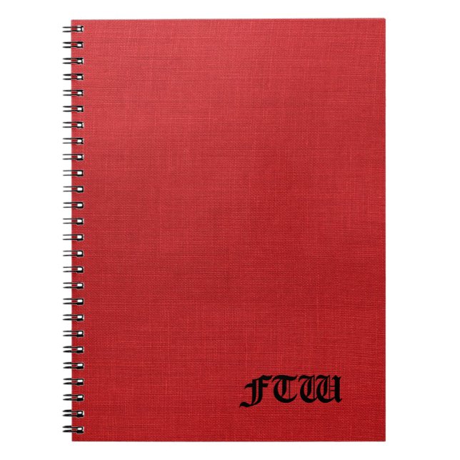 FTW monogram on Red Linen Texture Photo Notebook (Front)