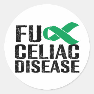 FU Celiac Disease - Black & Green Classic Round Sticker