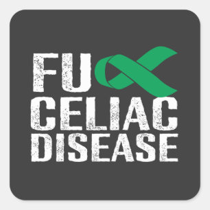 FU Celiac Disease - White & Green Square Sticker