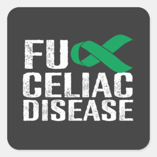FU Celiac Disease - White & Green Square Sticker
