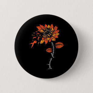 FU Leukaemia Awareness Sunflower Orange Ribbon Sar 6 Cm Round Badge