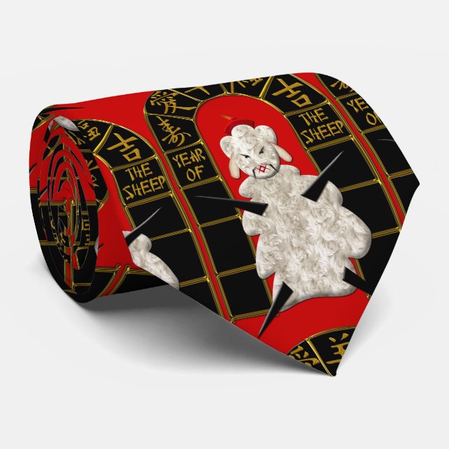 Fu Manchu Lamb - Year of the Sheep Tie (Rolled)