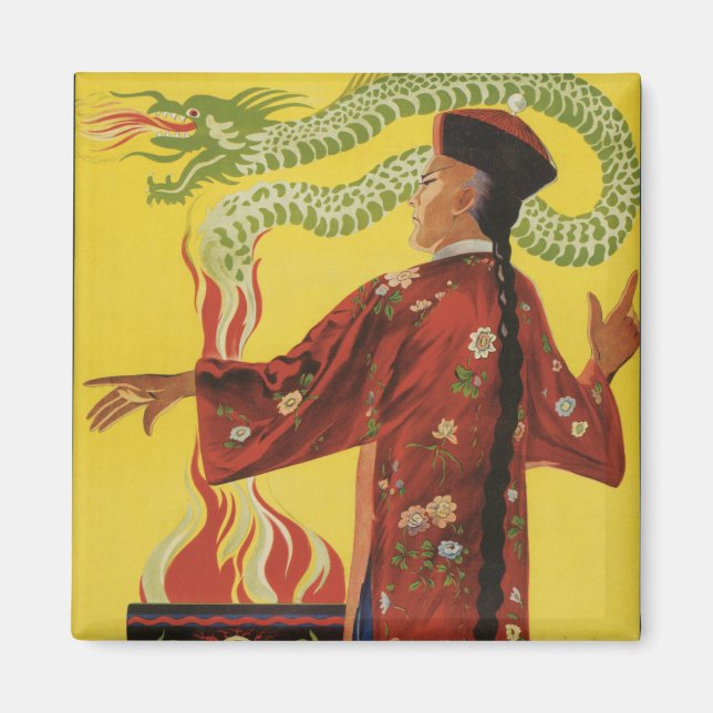 Fu-Manchu Magician Advertisement Magnet (Front)