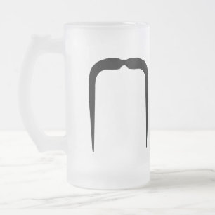 Fu Manchu Moustache Frosted Glass Beer Mug