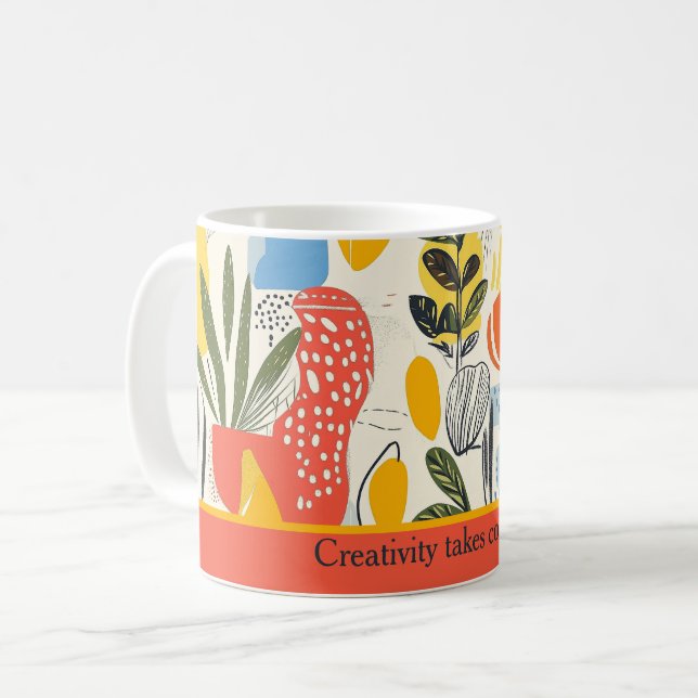 Fuavism Style Vibrant Colours Garden Pot Coffee Mug (Front Left)