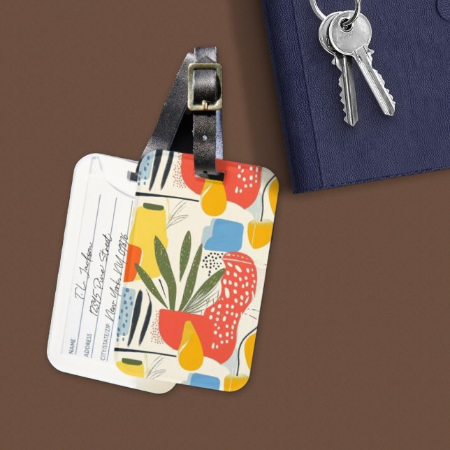 Fuavism Style Vibrant Colours Garden Pot Luggage Tag (Creator Uploaded)