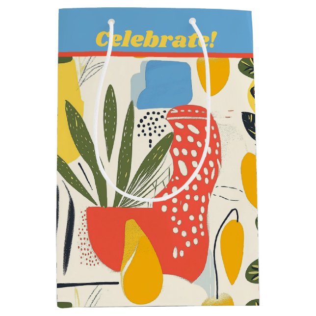 Fuavism Style Vibrant Colours Garden Pot Medium Gift Bag (Front)