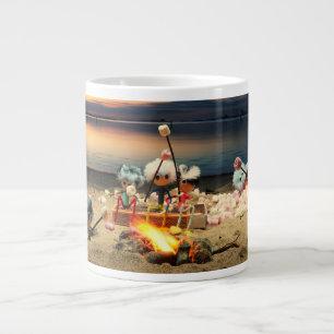 Fubbies at campfire with marchmello's. large coffee mug