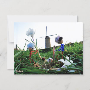 Fubbies in a mill plant a crown ball. postcard