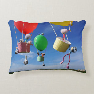 Fubbies in balloons that go on adventure. decorative cushion