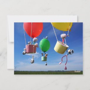 Fubbies in balloons that go on adventure. postcard