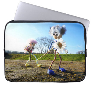 Fubbies in nature with daisy. laptop sleeve