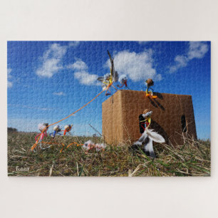 Fubbies playing with feathers and flies. jigsaw puzzle