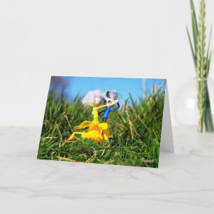 Fubby dolls dancing in the grass. thank you card