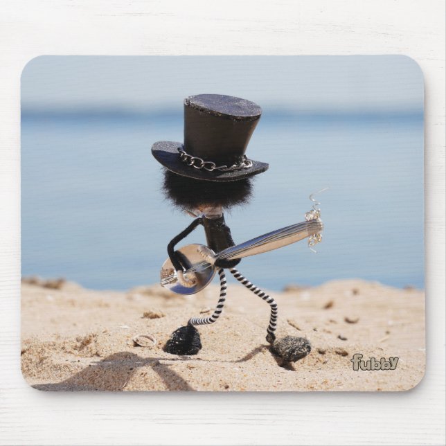 Fubby guitarist with Slash look alike hat. Mouse Mat (Front)