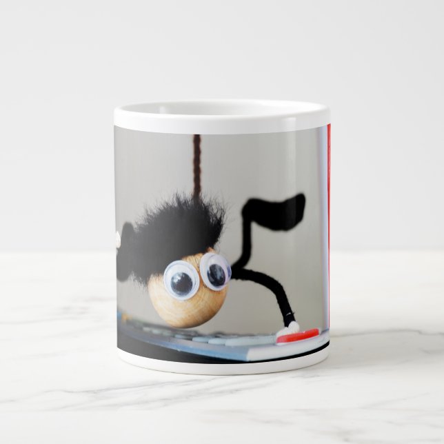 Fubby hanging like Tom Cruise's scene. Large Coffee Mug (Front)