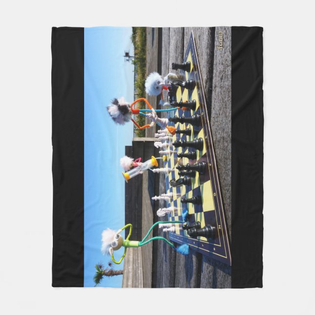 Fubby playing chess game. fleece blanket (Front)