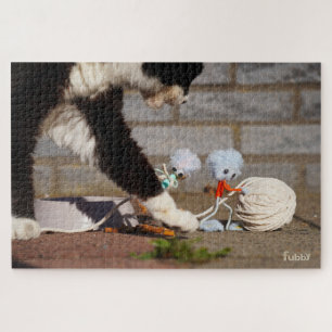 Fubby playing with their friend the cat. jigsaw puzzle