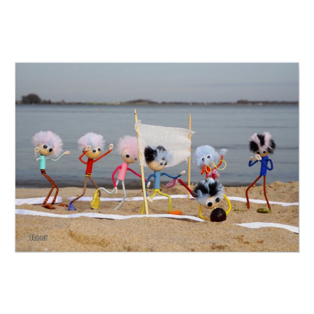 Fubby puppetets playing beach volleyball.. poster (Front)