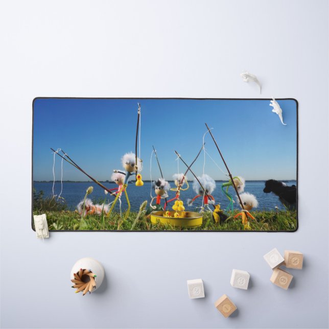 Fubby's active in the angling game. desk mat (Kids Table)