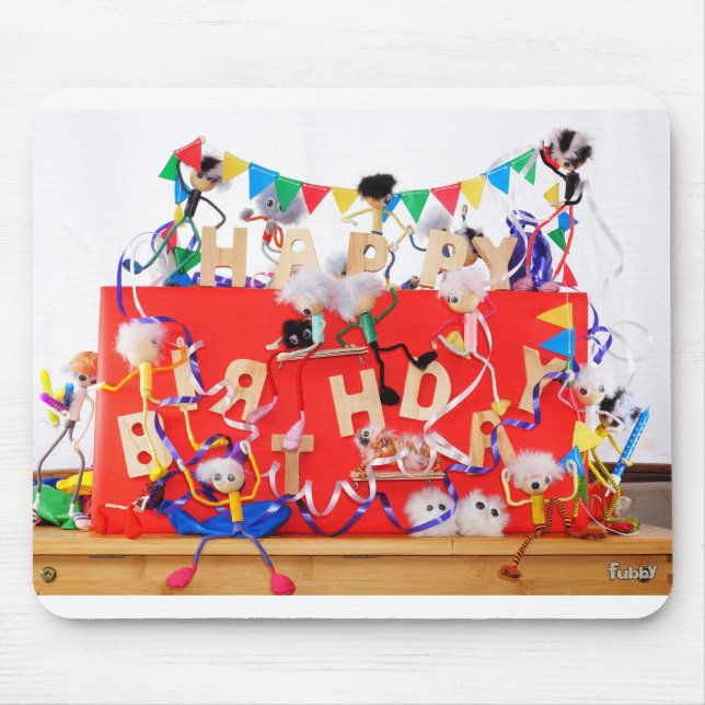 Fubby's celebrating for birthday. mouse mat (Front)