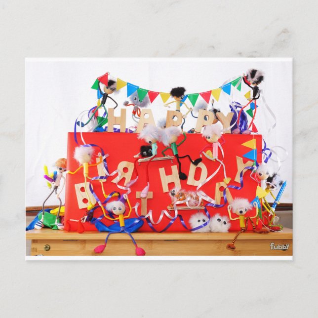 Fubby's celebrating for birthday. postcard (Front)